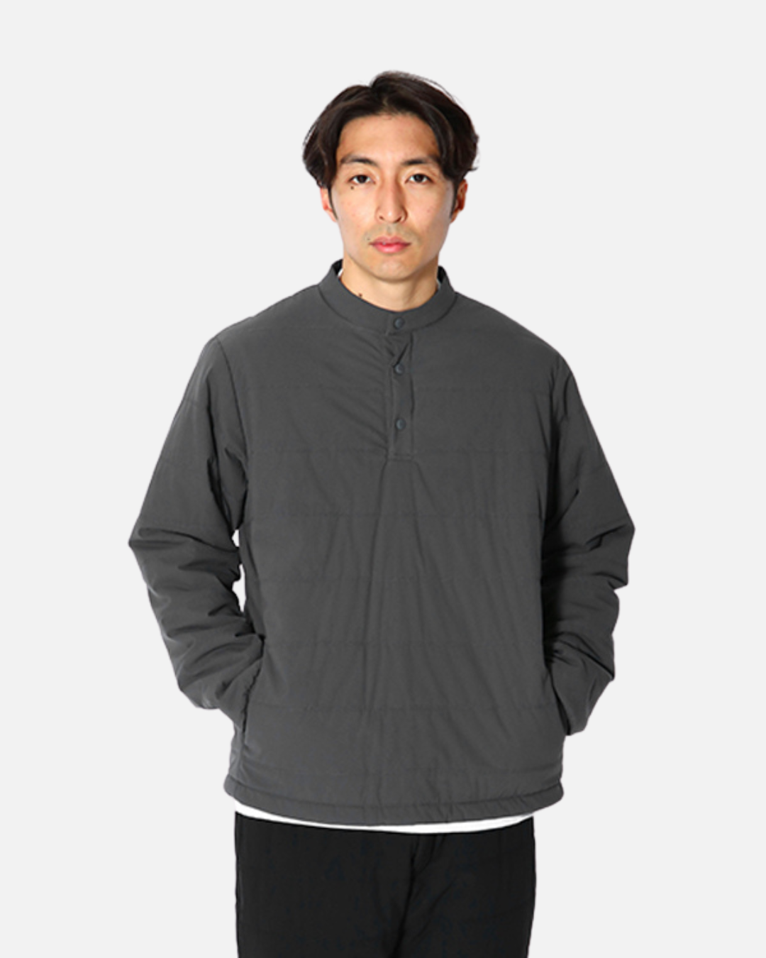 Flexible Insulated Henley Pullover - Grey - M